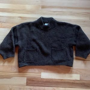 Babaa cropped wool sweater made in Spain in chocolate brown